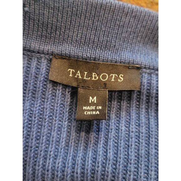 Talbots Sweater Womens Medium Blue Ombre Girlfriend Cardigan Dip Dye Button - Picture 3 of 5